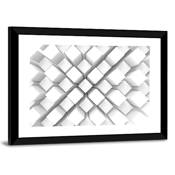 Stacked White Geometric Blocks Canvas Wall Art