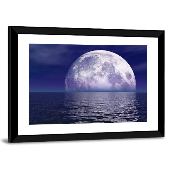 Full Moon Over Water Canvas Wall Art