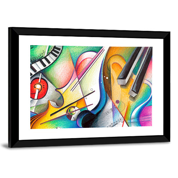 Hand-drawn Musical Abstraction Canvas Wall Art