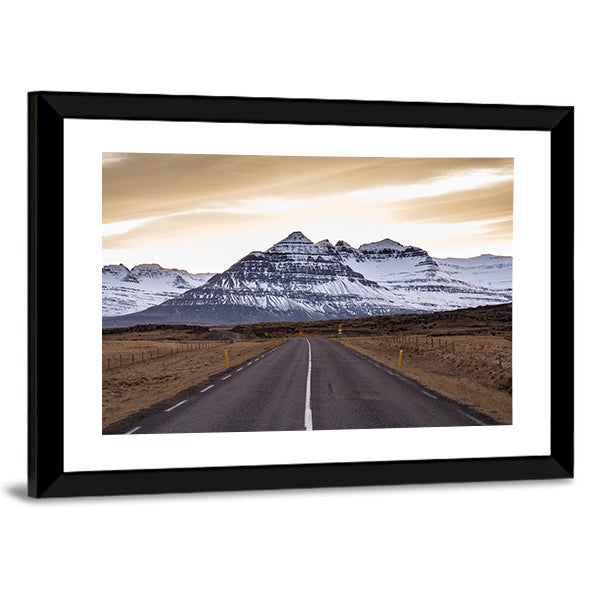 Ring Road At Sunset In East Fjords In Iceland Canvas Wall Art
