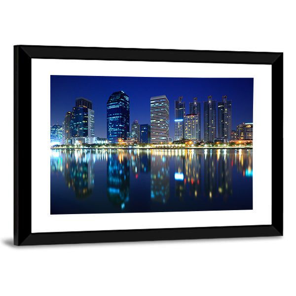 Bangkok City At Night In Thailand Canvas Wall Art