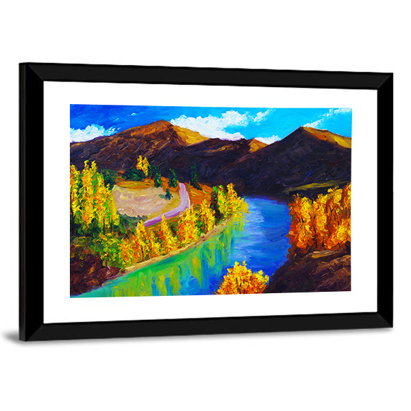 Autumn River Oil Painting Canvas Wall Art
