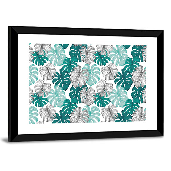 Duo Toned Monstera Leaves Pattern Canvas Wall Art