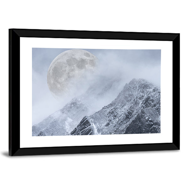 Supermoon Above Mountain Range Canvas Wall Art
