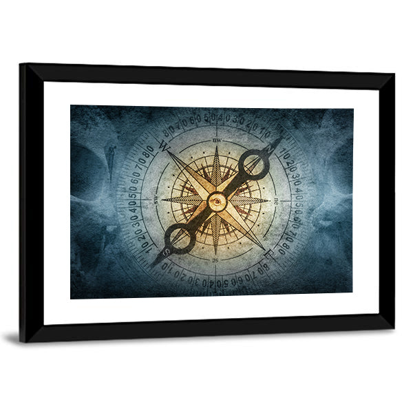 Sailor Skull with Vintage Compass Canvas Wall Art