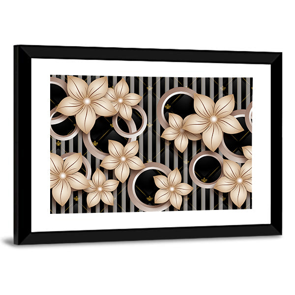 Modern Abstract Floral with Gold Accents Canvas Wall Art