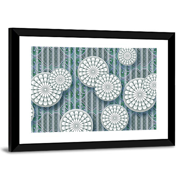 3d White Floral Mural Canvas Wall Art