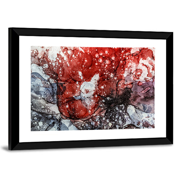 Textured Red Fluid Abstract Canvas Wall Art