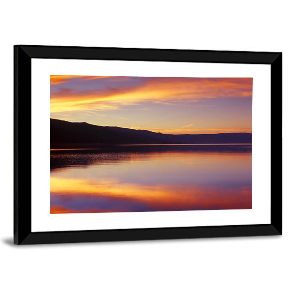 Wispy Clouds Over Lake at Sunset Canvas Wall Art