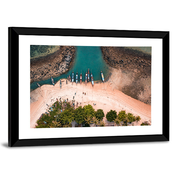 Aerial View Of Fisherman Village In The Island Of Koh Samui, Thailand Canvas Wall Art