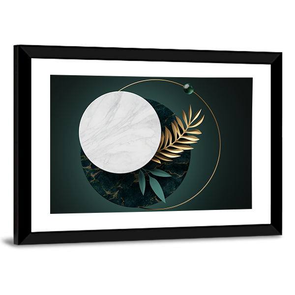 Green and Gold Geometric Botanical Abstract Canvas Wall Art