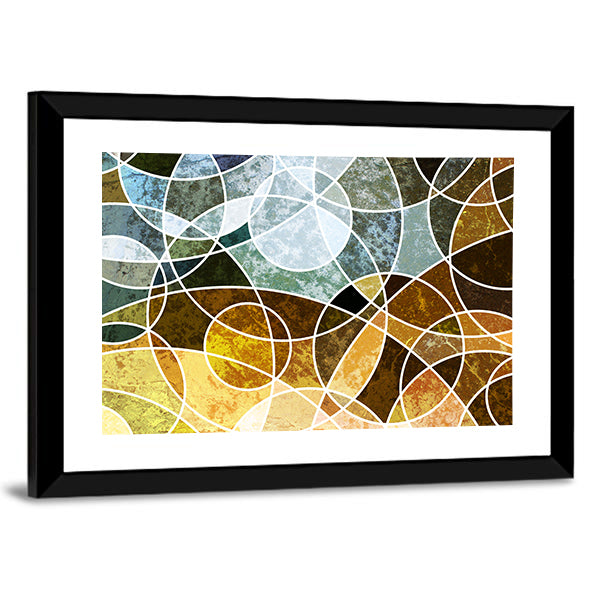Abstract Geometric Circles in Blue and Green Canvas Wall Art