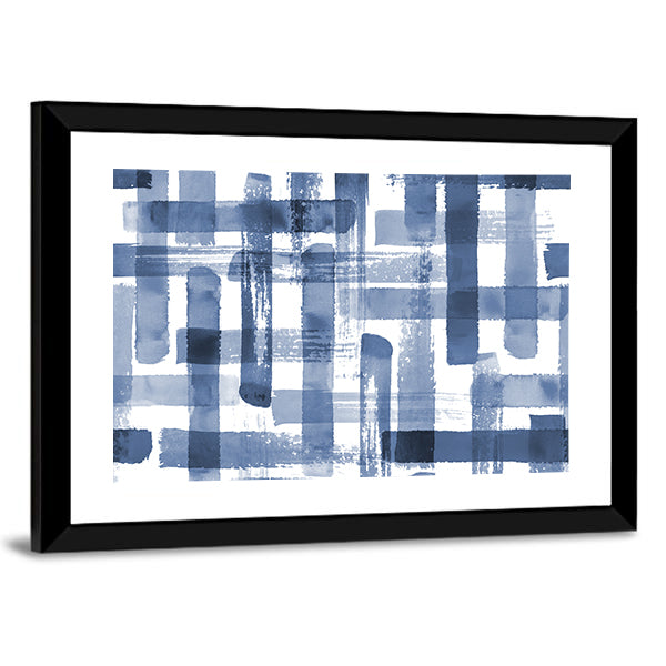 Blue Grunge Cross Geometric Shapes Canvas Wall Art