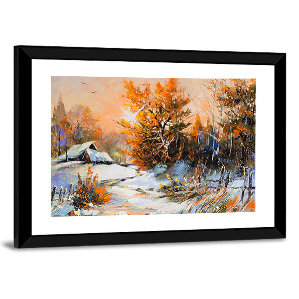 Rural Winter Concept Canvas Wall Art