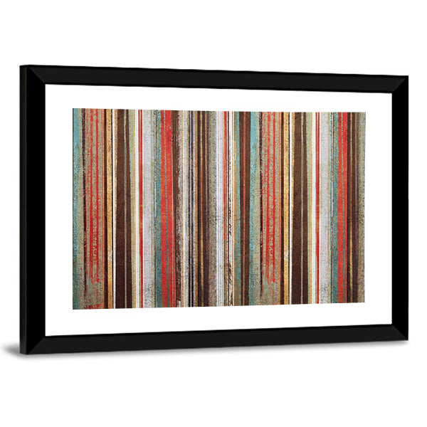 Vintage Shabby Striped Wallpaper Canvas Wall Art