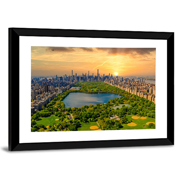Central Park Reservoir and Manhattan Skyline Canvas Wall Art