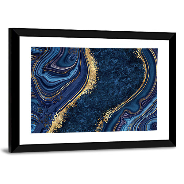 Blue Agate with Gold Veins Canvas Wall Art