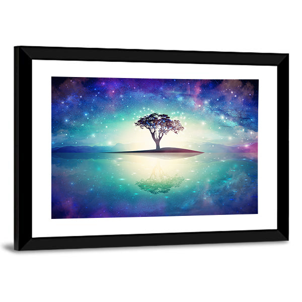 Meditation Tree Under Stars Canvas Wall Art