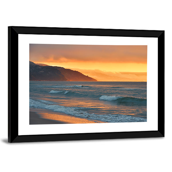 Golden Summer Sea Sunset Canvas Wall Art