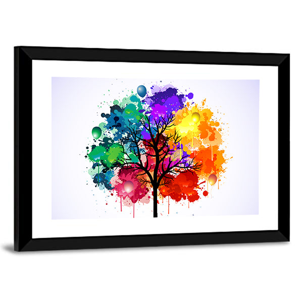 Colorful Abstract Tree with Balloons Canvas Wall Art