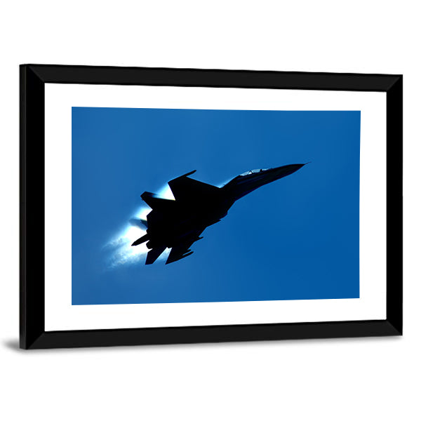 Military Fighter SU 27 Silhouette Canvas Wall Art
