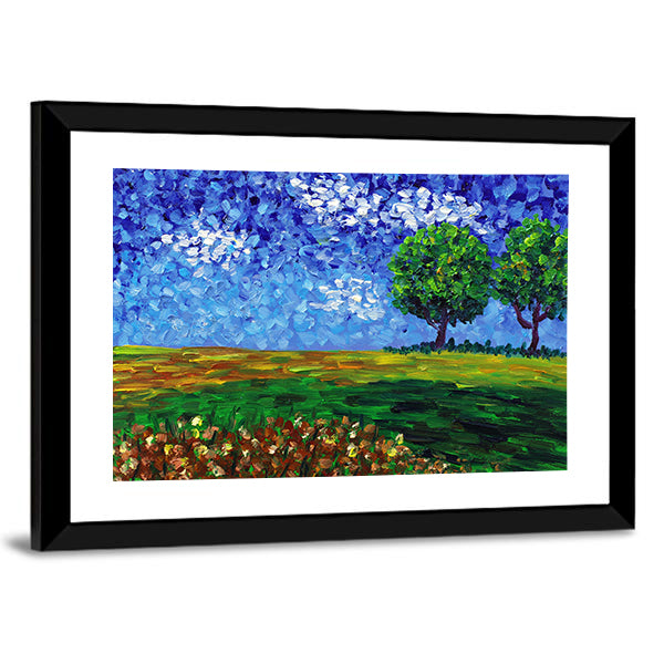 Green Meadow Abstract Landscape Canvas Wall Art