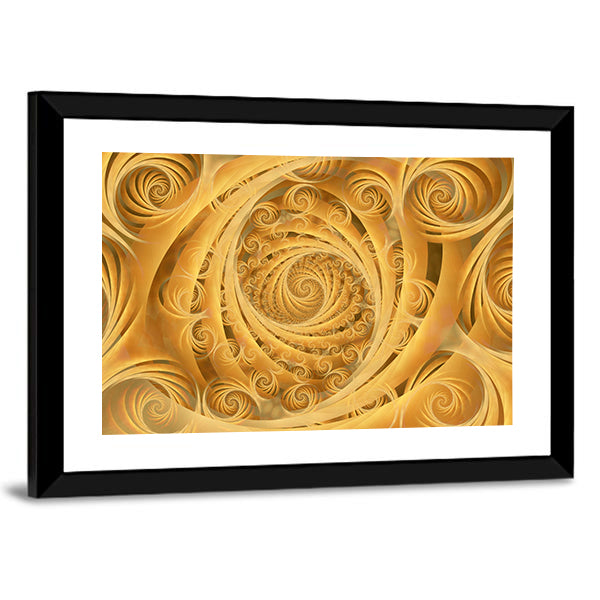 Wispy Gold Spiral Pattern Canvas Wall Art