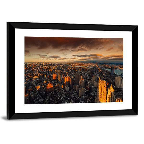 New York to South Manhattan Skyscraper Canvas Wall Art