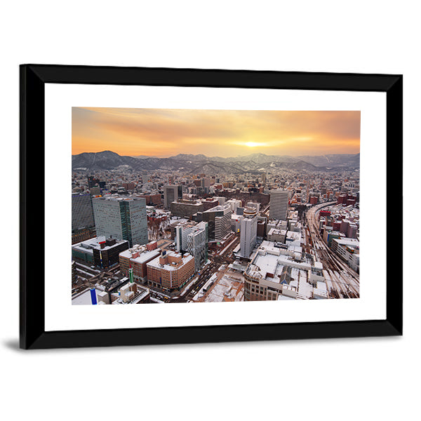 Sapporo Downtown Skyline In Hokkaido Japan Canvas Wall Art