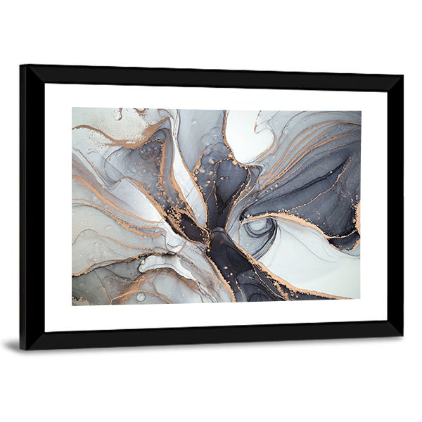 Alcohol Ink Marble with Gold Accents Canvas Wall Art