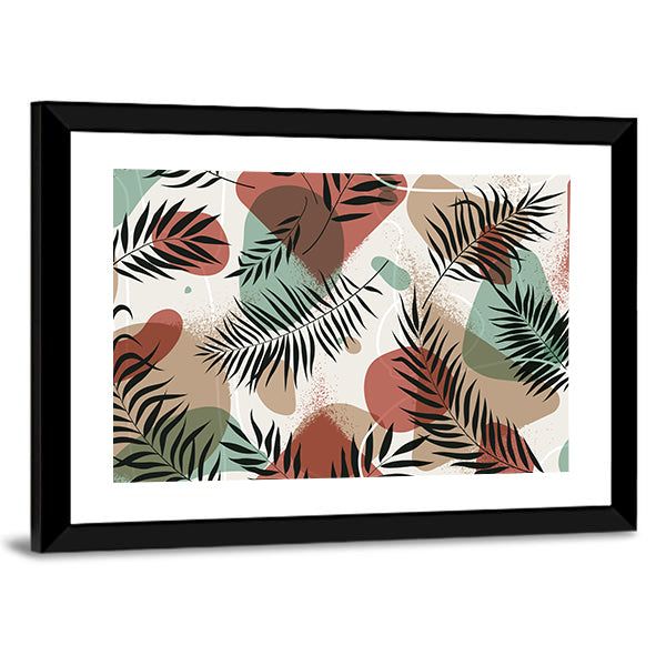 Tropical Palm and Fern Leaves Print Canvas Wall Art