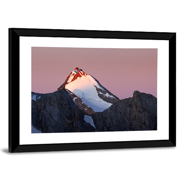 View From Chimtarga To Fan Mountains Tajikistan Canvas Wall Art in white, gray and pink, framed print, product view on a white background