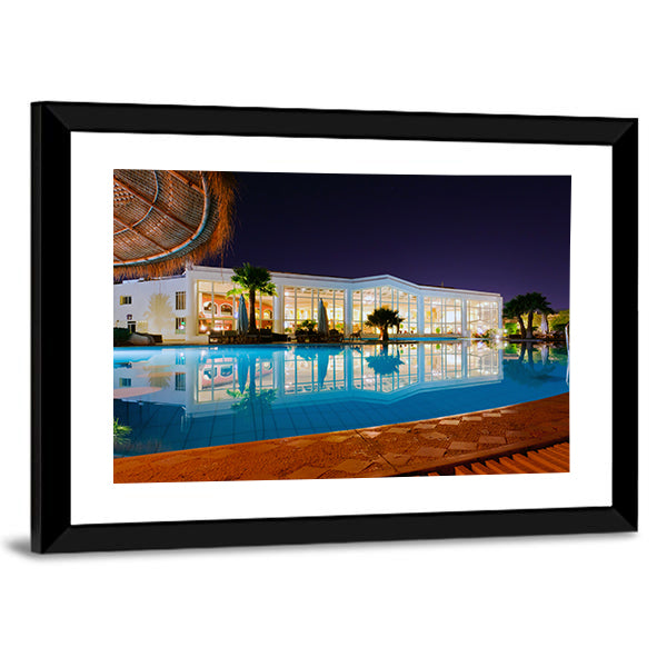 Luxury Resort Pool at Night Canvas Wall Art