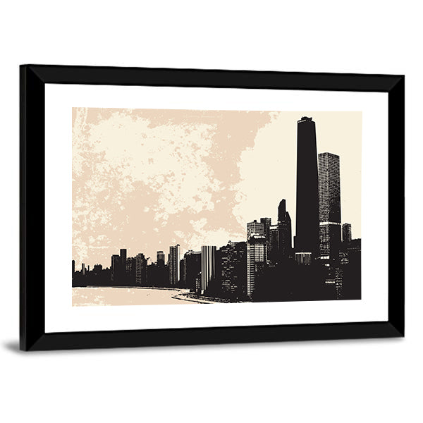 Chicago Skyline From Lake Michigan Canvas Wall Art