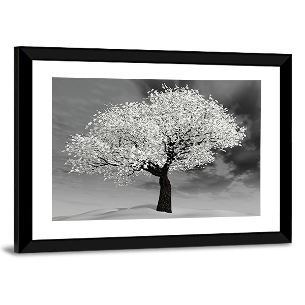 Cherry Tree In Winter Canvas Wall Art