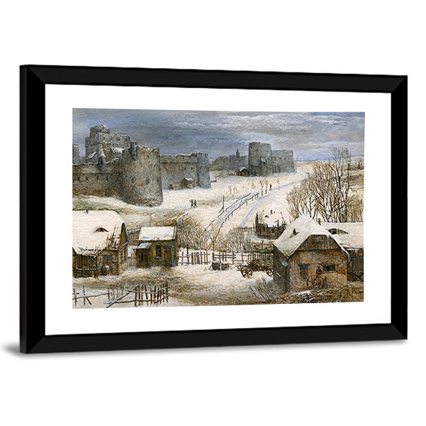 Medieval Castle in Winter Canvas Wall Art