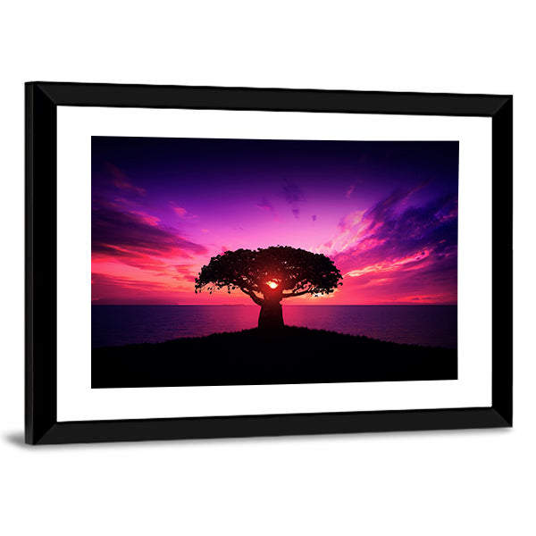 Baobab Tree at Sunset Canvas Wall Art