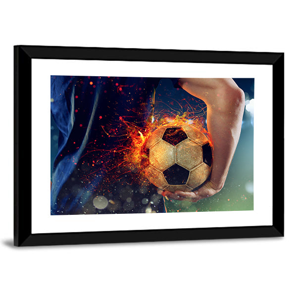 Soccer Ball Engulfed in Flames Canvas Wall Art