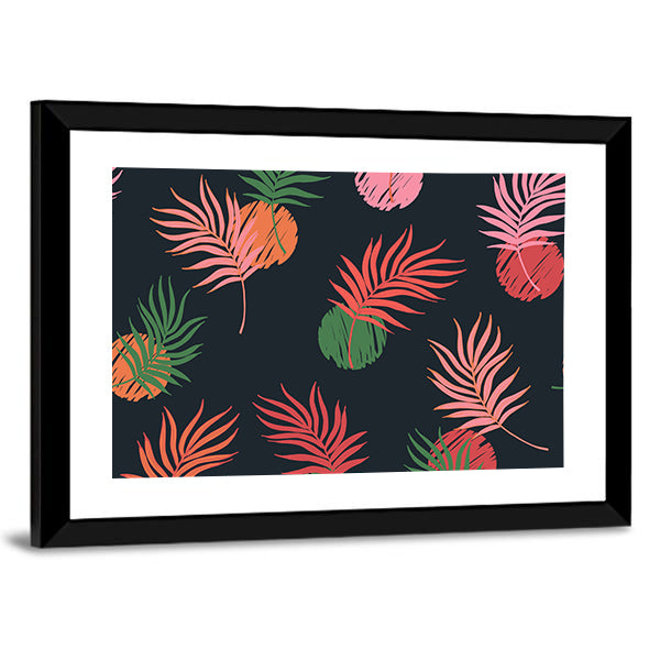 Seamless Palm Leaf Pattern Canvas Wall Art