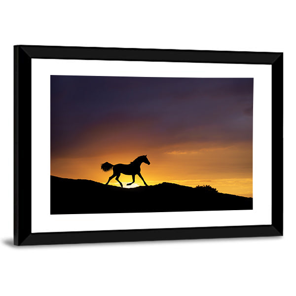 Running Horse Silhouette Canvas Wall Art