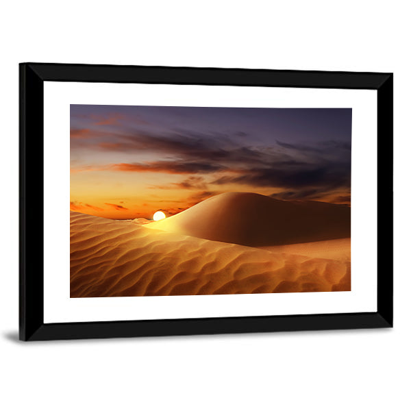 Sandy Desert At Sunset Canvas Wall Art