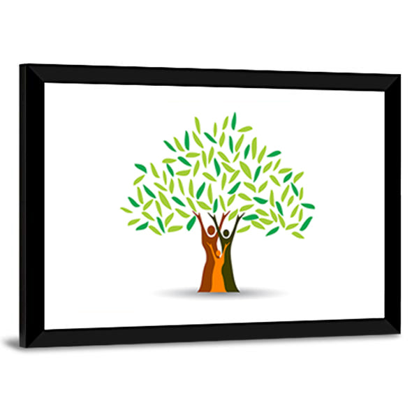 Family Tree with Stylized Silhouettes Canvas Wall Art
