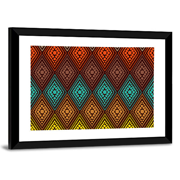 Dotted Diamond Geometric Pattern Canvas Wall Art