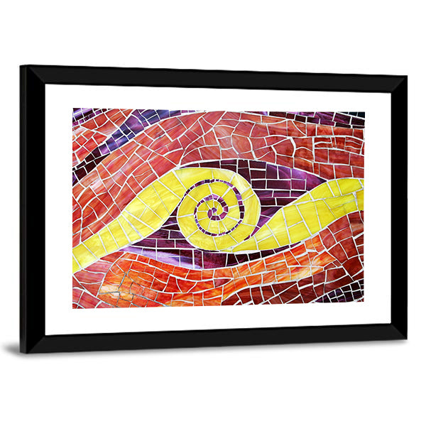 Colorful Mosaic with Yellow Spiral Canvas Wall Art