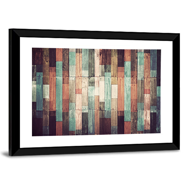 Distressed Reclaimed Wood Plank Pattern Canvas Wall Art