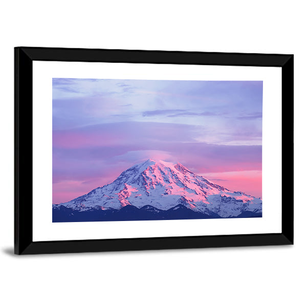 Sunset light On Mount Rainier Canvas Wall Art