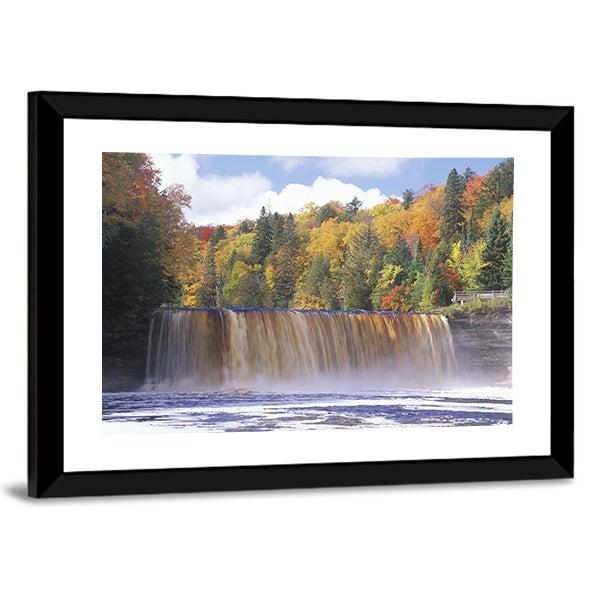 Autumn Waterfall in Michigan Canvas Wall Art