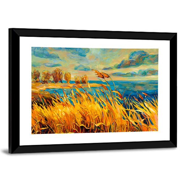 Sunset Over Lake Canvas Wall Art