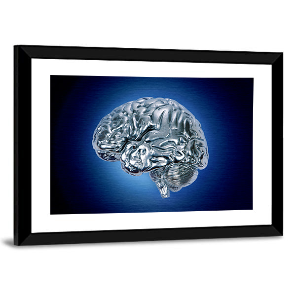 Chrome Brain Profile Canvas Wall Art