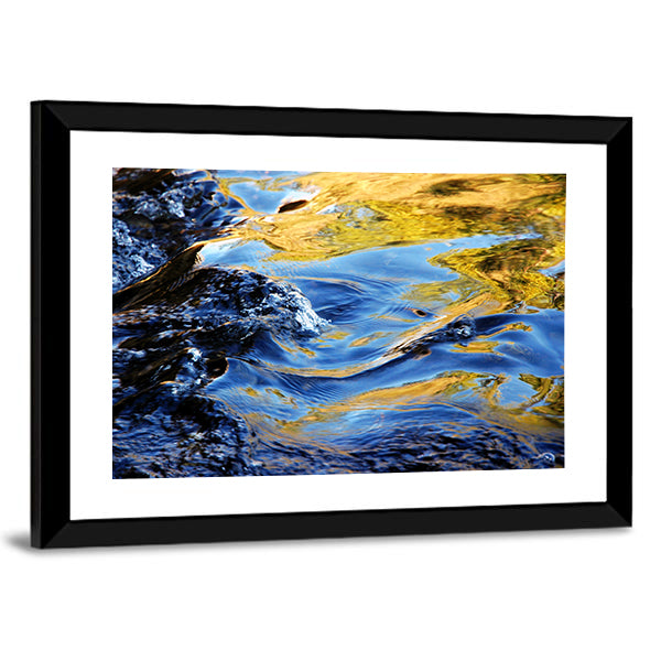 Autumn Trees In Mountain Stream Water Canvas Wall Art